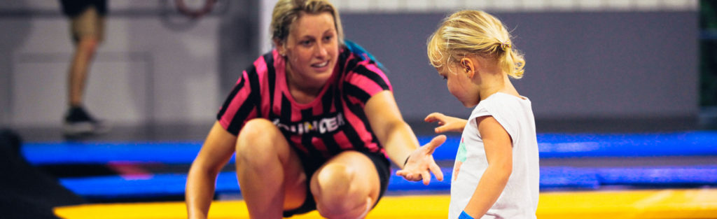 A BOUNCE referee interacting with a Junior Jumper