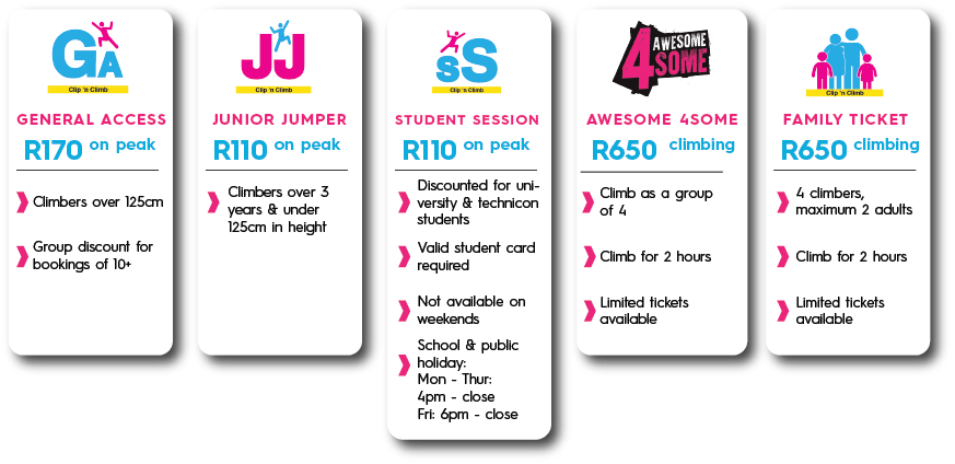 BOUNCE Fourways Clip and Climb Price